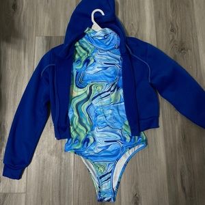 Cropped Hoodie & Bodysuit Set